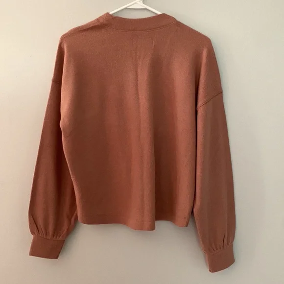 NWOT Abercrombie & Fitch Cozy Cropped Cardigan, Size S, Color Pink/Tan - Picture 6 of 8